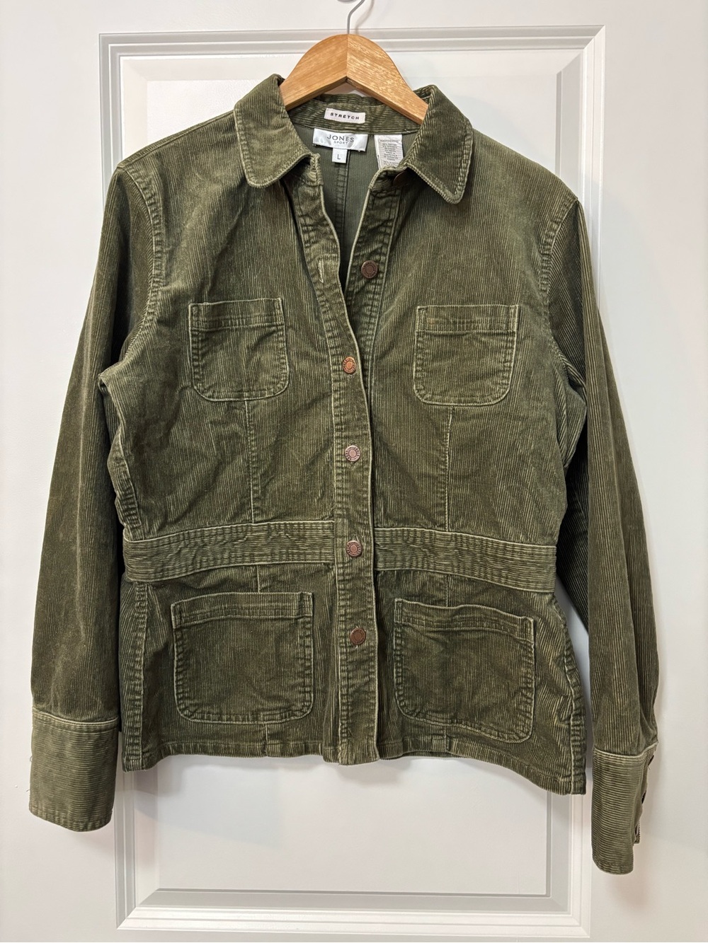 Jones New York Sport Olive Green Corduroy Jacket, Size L (w/ flaw)